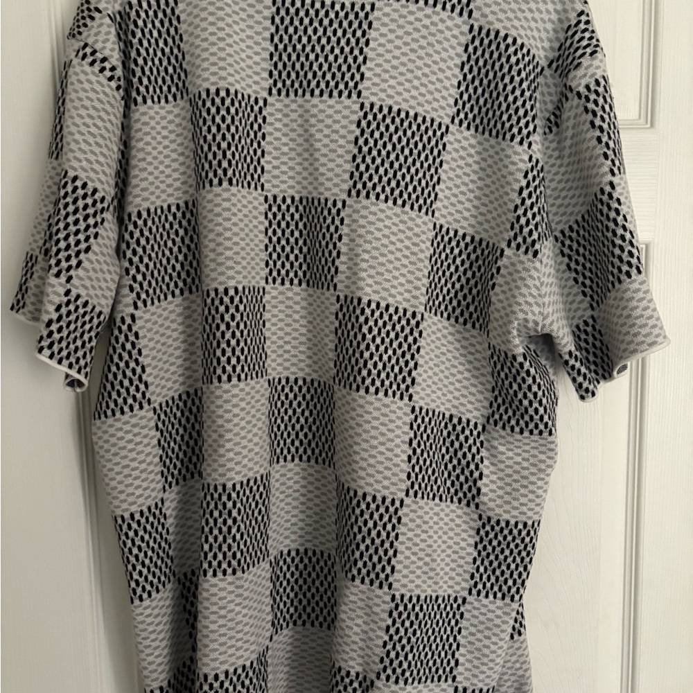 Men's Short Sleeve Patterned Shirt - Black and Gray
